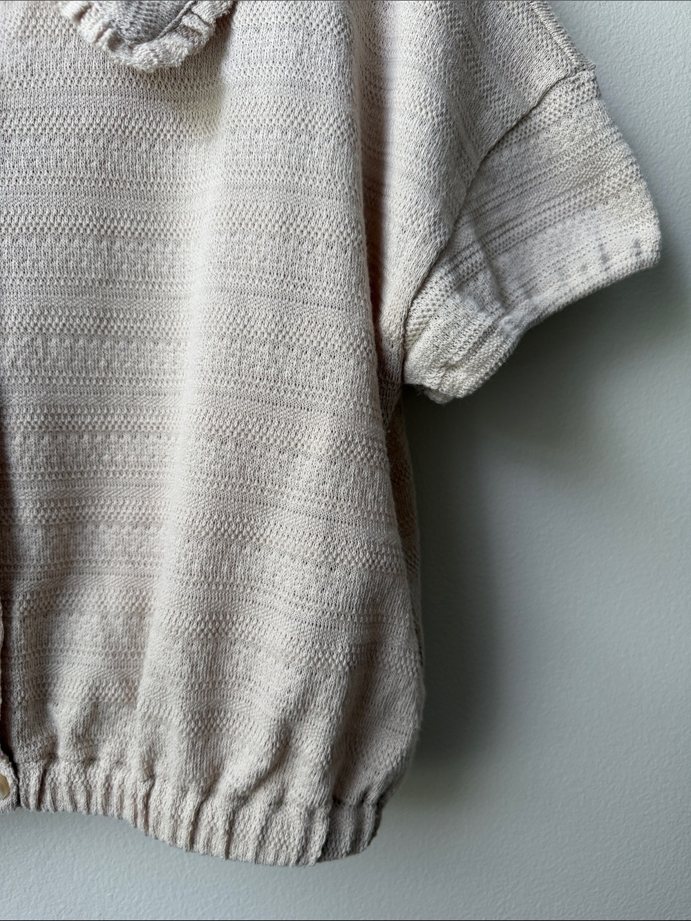 Madewell Cream Ruffled Collar Button-Up Knit Top - Picture 4 of 5